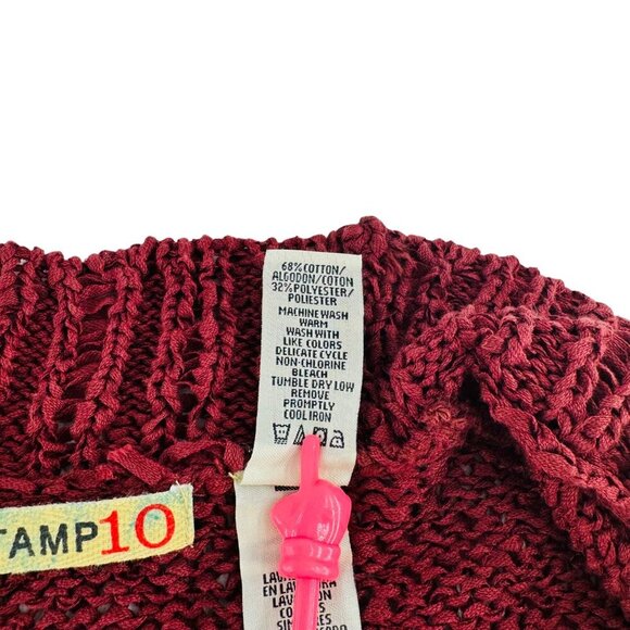 Stamp10 Red Knit Sweater Medium Cotton & Polyester Womens Open Front - Picture 3 of 6